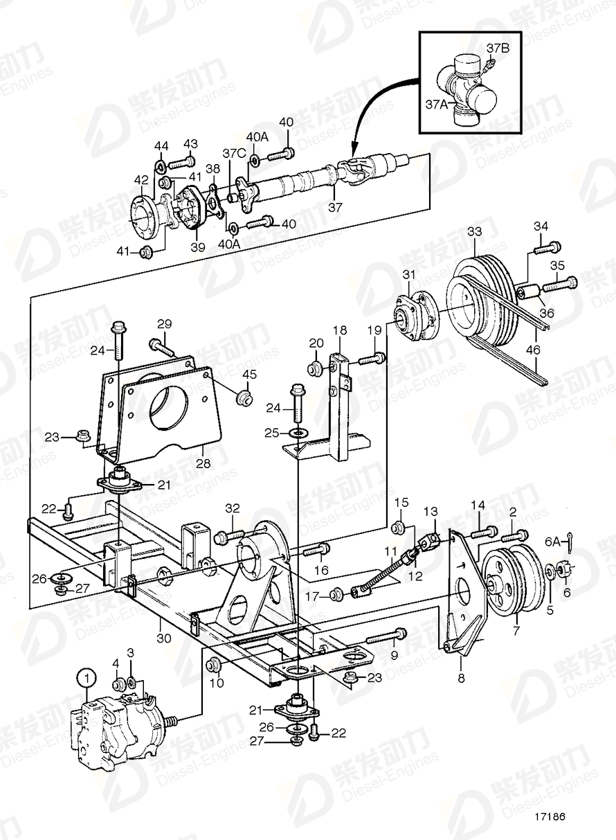 VOLVO Shaft coupling 70307303 Drawing